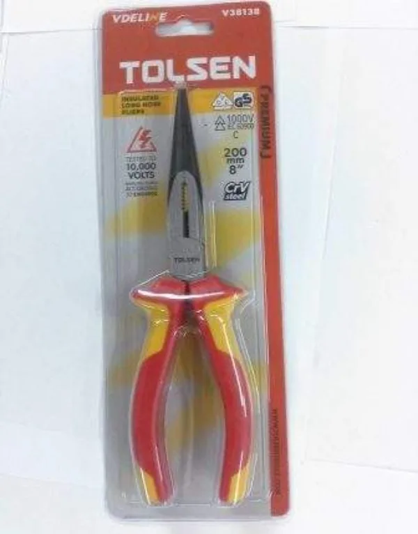 TOLSEN V38138 200MM/8″ 1000V INSULATED LONG NOSE PLIER