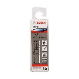 BOSCH 2608595056, HSS-G METAL DRILL BITS 3.2MM(10PC) DIN 338