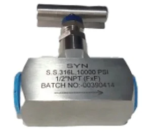 SYN ½”NPT 10000PSI SS316 FxF NEEDLE VALVE
