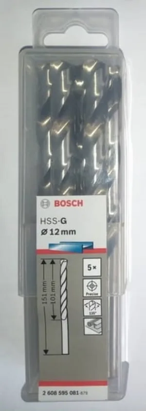 BOSCH 2608595081 12MM HSS-G  METAL DRILL BITS, DIN 338