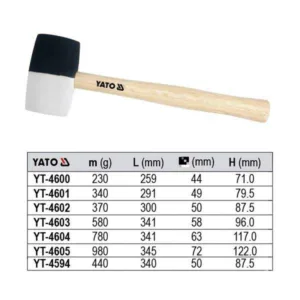 YATO YT-4605 980G RUBBER MALLET – BLACK & WHITE HEAD