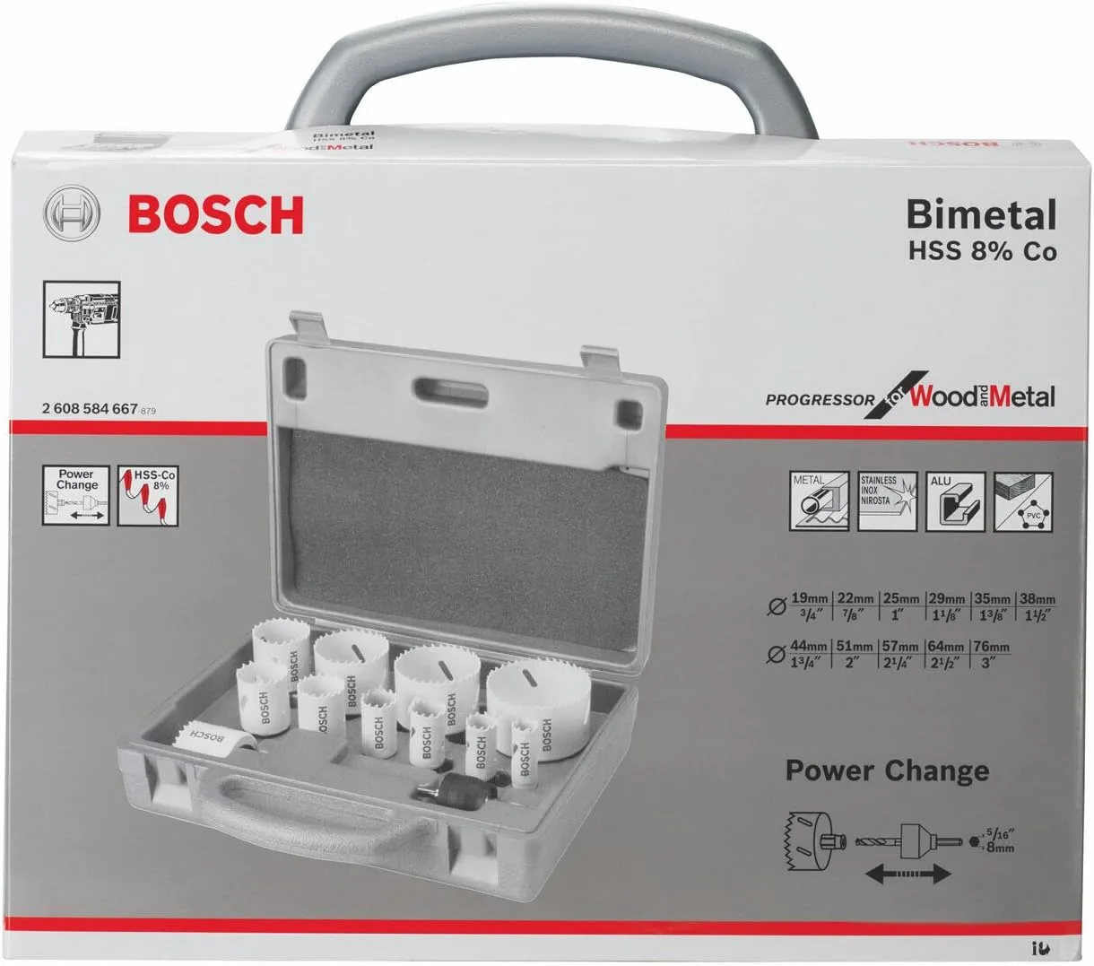 BOSCH 2608584667 14PCS 19-76MM PROGRESSOR HOLESAW SET - Image 2