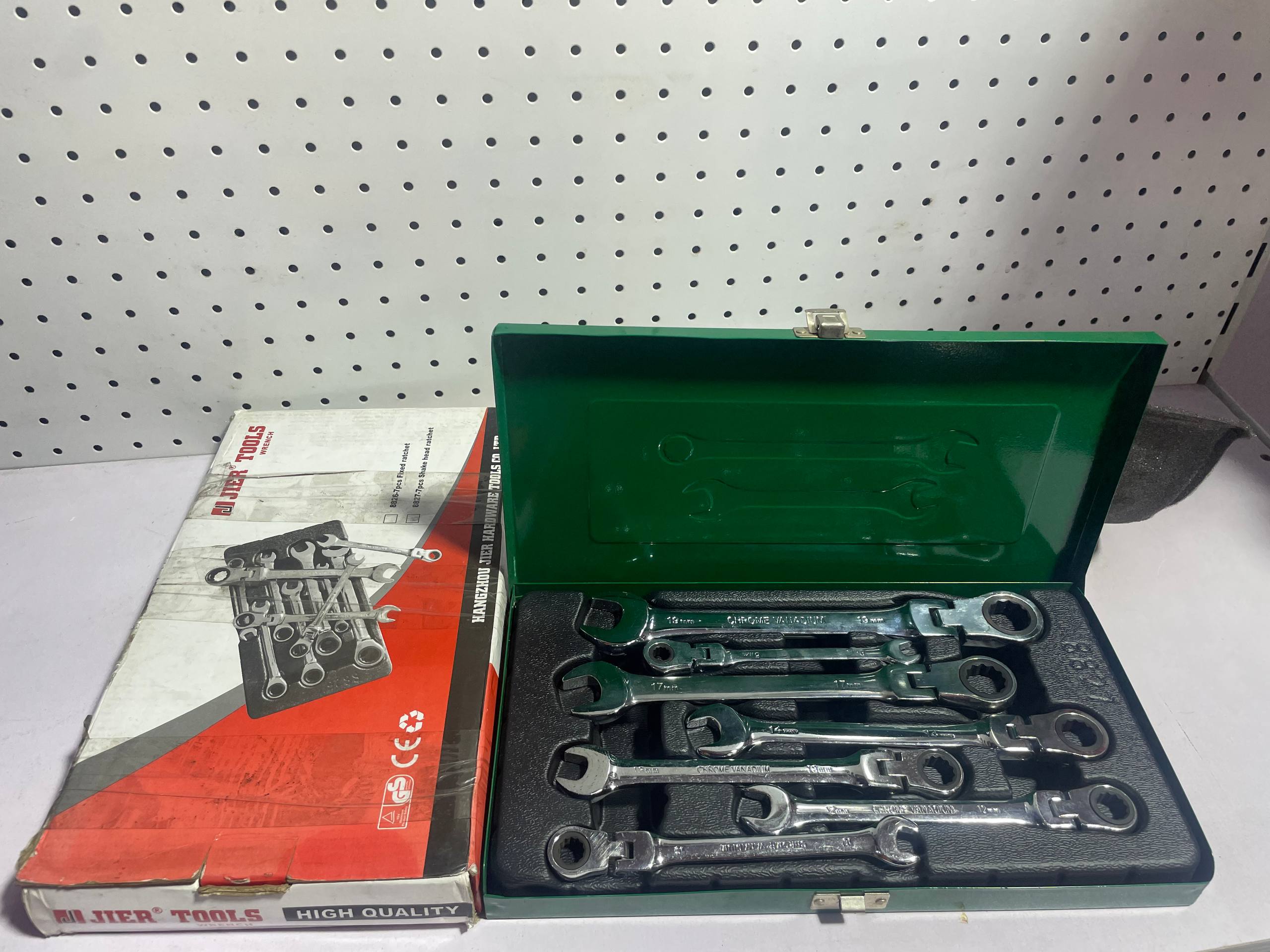 JIER TOOLS 8827 8MM-19MM 7PCS COMBINATION SPANNER (RATCHET) SET - METRIC - Image 2